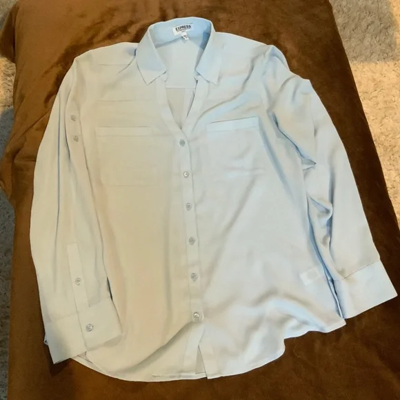 Express Blue M  Portofino Shirt Classic Scandi Girl Office Normcore Essential - Picture 4 of 7